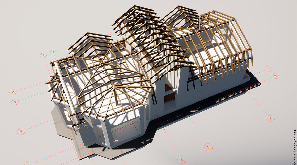 Mansard roof timber structure