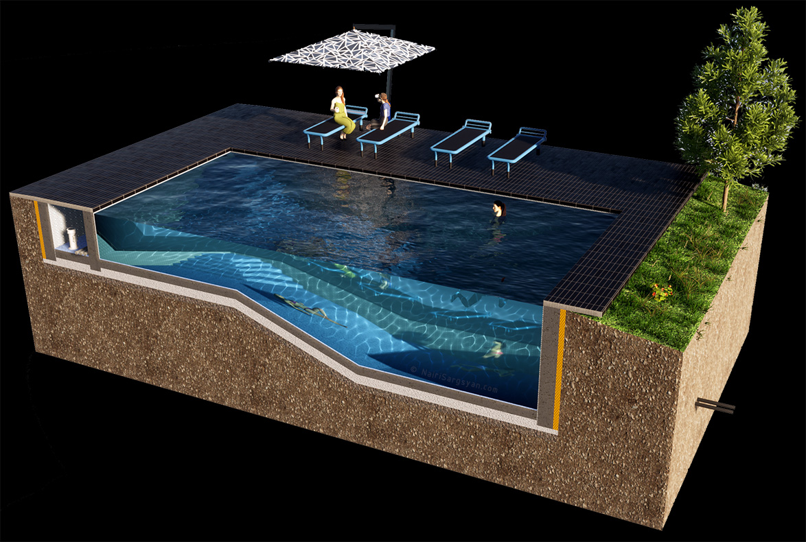 Multi-level swimming pool project