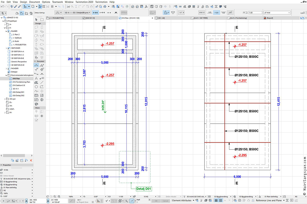 Multi-level swimming pool project