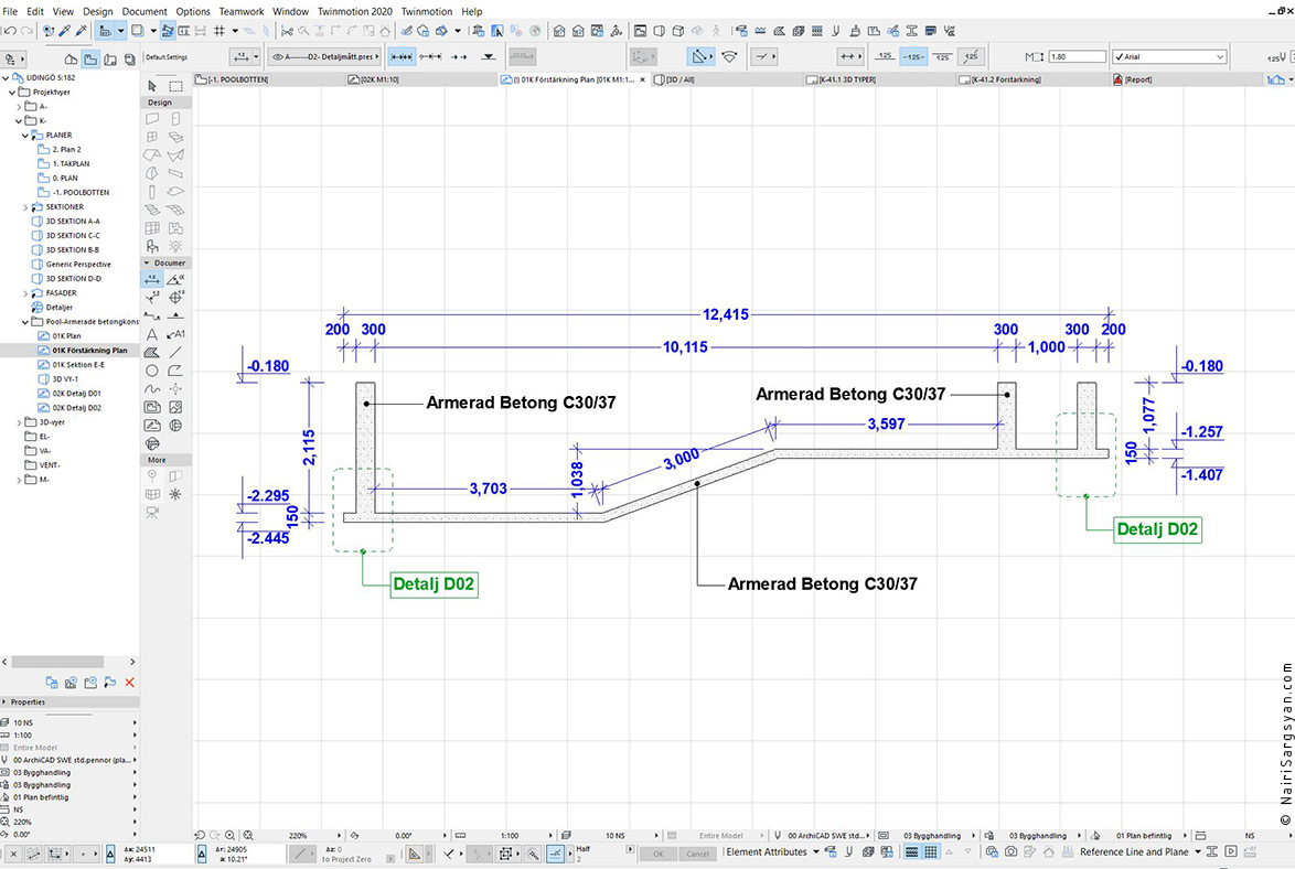 Multi-level swimming pool project